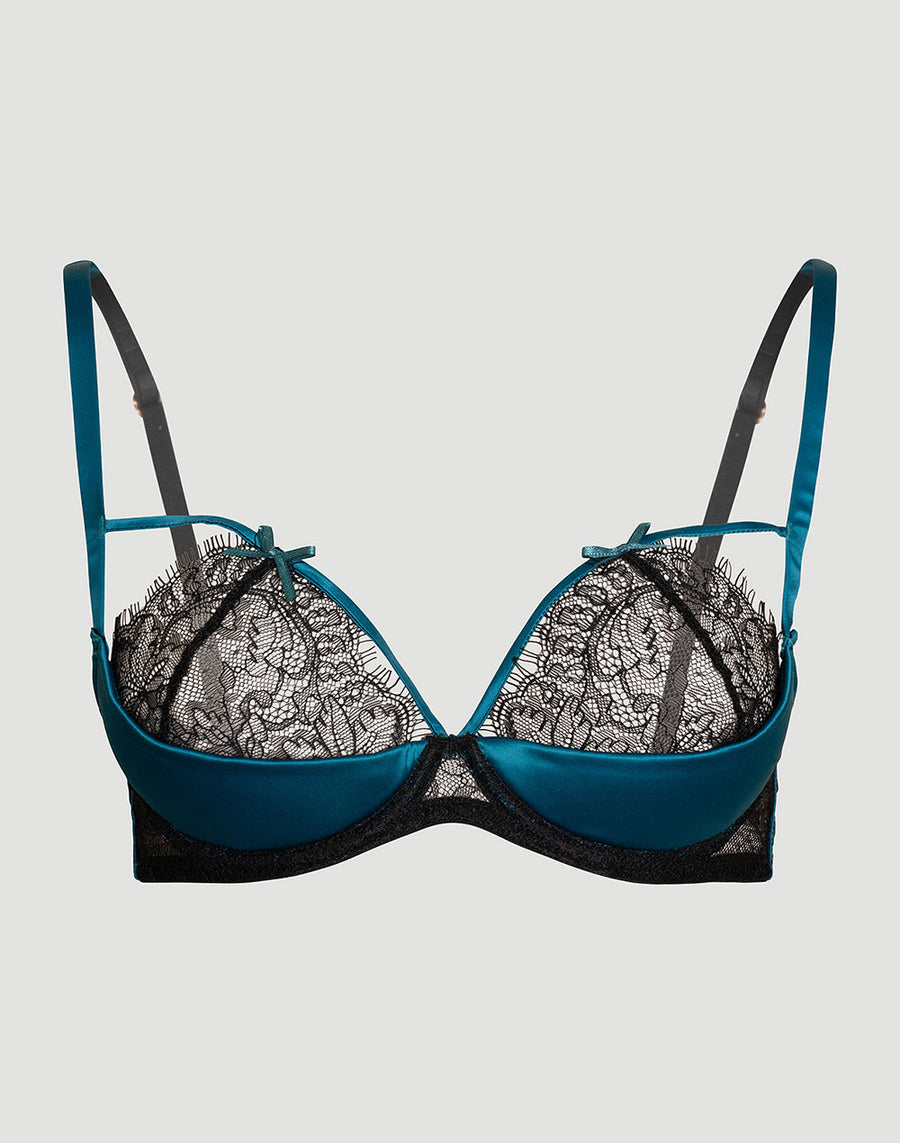Aphrodite Satin & Lace Balconette Bra - For Her from The Luxe Company UK